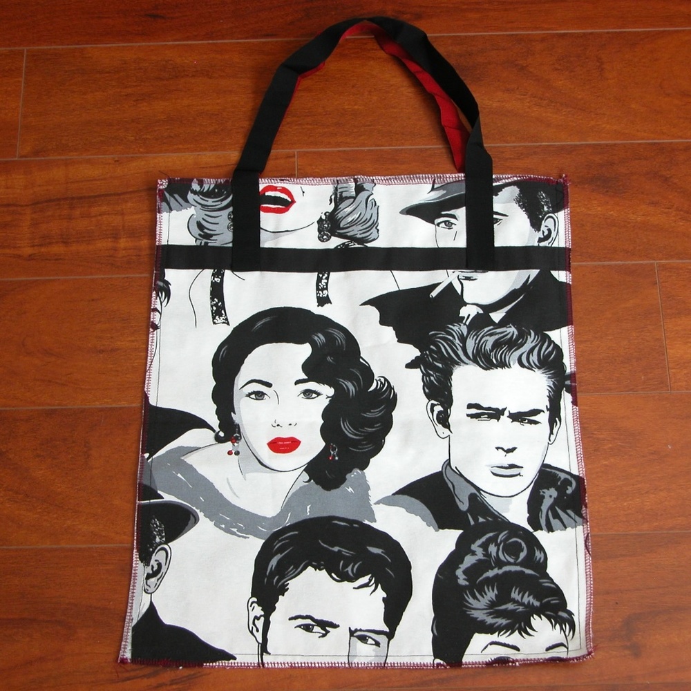 Handmade Hollywood Stars Tote James Dean Grocery Bag
